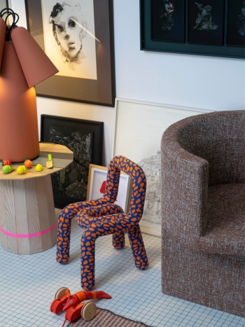 Chaise pour enfant en coton imprimé koï Mini Bold - Moustache